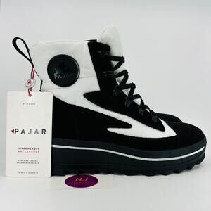 Pajar Women's Talya Color Block Lace Up Winter Snow Boots White/Black Size 9